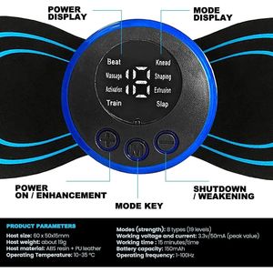 Masseur corporel musculaire 19 vitesses 8 modes avec 2 coussinets interchangeables pour soulager les douleurs au cou et aux épaules, pour une relaxation complète du corps, bras et jambes - Product Image 4