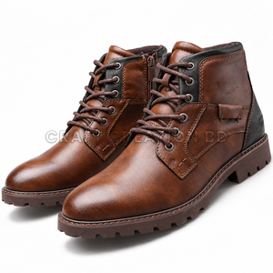 Botas de Tobillo para Hombre, de Cuero Genuino, Punta Redonda, con Cordones, Suela de Goma Antideslizante, Entresuela de EVA, Estilo para Todas las Temporadas, OEM, Personalizables - Product Image 5