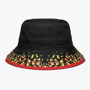 Sombrero de Pescador Negro Unisex al por Mayor con Patrón Geométrico Amarillo y Rojo, Sombrero Casual para Adultos de Primavera/Verano - Product Image 2