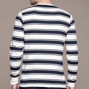 Custom Engineered Stripe <b>Long</b> Sleeve <b>T</b>-<b>Shirt</b> <b>Men</b> Feeder Stripe Cotton OEM Wholesale BD - Product Image 2
