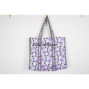 Bolso de Mano Acolchado a Rayas de Algodón 100% Puro, Hecho a Mano y Personalizable, para la Playa, para Mujer, Grande, Ecológico, Estilo Boho, para Compras - Product Image 2