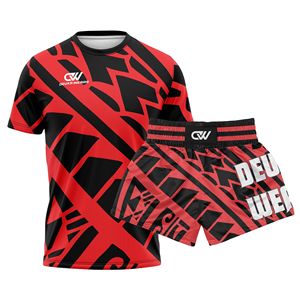 Conjunto de Ropa de Artes Marciales Sublimada de Manga Corta con Diseño Personalizado, Bajo MOQ, 100% Poliéster, Transpirable y Elástico, para Grappling y Muay Thai - Product Image 1