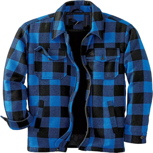 Custom Bulk Mens High Quality Brushed Cotton Plaid Hooded <b>Flannel</b> Streetwear <b>Jacket</b> Heavyweight Thermal Front Windproof - Product Image 4