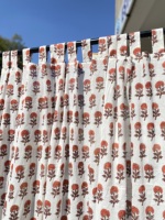 Hint El Baskılı Shibori Bohemian Çevre Dostu Çubuk Cepli Yarı Saydam Toz Geçirmez Her Mevsim Perde Pamuklu Pencere Drapesi Toptan