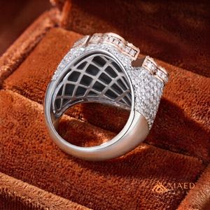 Anillo de Moissanita con Cruz en Oro Rosa para Hombre, Anillo de Moda Hip Hop con Incrustaciones de Diamantes, Joyería de Lujo, Regalo para Hombre - Product Image 2
