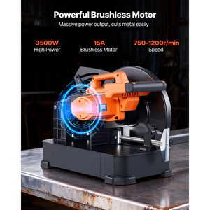 Lama per Taglio a Freddo in Acciaio Inossidabile da 14 Pollici # # # #   Motore Brushless Potente da 3500W # # # #   Tagliatrice per Metallo a Velocità Regolabile 750-1200 Giri/min - Product Image 2