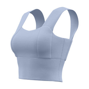 เสื้อชั้นในกีฬาโยคะสำหรับผู้หญิงแบบไหล่กว้าง สายปรับได้ ระบายอากาศ แห้งเร็ว ซัพพอร์ตสูง พร้อมโลโก้สั่งทำด้านหน้า - Product Image 1