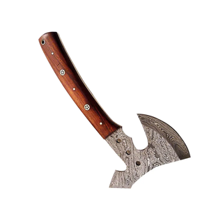 Hache artisanale en acier Damas de qualité industrielle, manche en bois, pour camping et bûcheronnage - Fournisseur de marques privées - Product Image 3