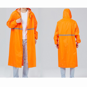 Protective Orange Rain Jacket Waterproof Hooded <b>Long</b> <b>Coat</b> for Men Reflective Safety Strip Rainwear Outdoor Workwear New Fashion - Product Image 1