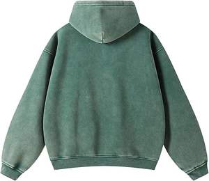 Sudadera con capucha de invierno para hombre, 100% algodón, con cremallera completa, lavado ácido y vintage, de gramaje alto, estilo streetwear, con etiqueta personalizada, al por mayor - Product Image 2