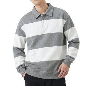 เสื้อโปโลรักบี้ลายทางปรับแต่งได้ แขนยาว ทรงโอเวอร์ไซส์ ผ้าคอตตอนเจอร์ซีย์ ไหล่ตก ปลายแขนริบ ขายส่งเสื้อโปโล - Product Image 6
