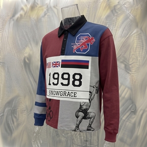 เสื้อสปอร์ตแขนยาว Snowgrace คอปกพับได้ ทรงปกติ สำหรับผู้ใหญ่ ยูนิเซ็กซ์  ผ้าเจอร์ซีย์สีบล็อก พิมพ์ลายดิจิทัล โลโก้ด้านหน้า - Product Image 4