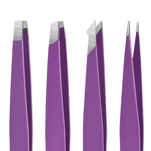 Pince à épiler professionnelle en acier inoxydable violet pour sourcils, grande précision pour l'élimination des poils du visage, des éclats et des poils incarnés - Product Image 6