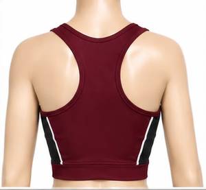 General Industries Sujetador deportivo con cuello redondo color granate para mujer, top sin mangas transpirable con bloques de color - Product Image 5