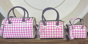 Stylish Large Checkered Speedy Bag Women's Hand Tooled Leather Travel Handbag Fashion Duffel Bag Designer Everyday Carry Purse - Product Image 4