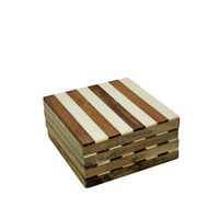 Ensemble de 4 sous-verres en bois d'acacia de haute qualité au design moderne, sous-verres en époxy pour tasses à thé et à café, avec support de table pour la maison