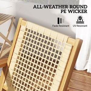 Set di 2 Sedie a Dondolo da Esterno in Legno di Acacia con Schienale in Vimini per Giardino, Colore Kaki, con Imbottitura in Poliestere per Villa - Product Image 6