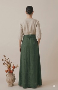 Elegant Women's Summer Eco-Friendly Vintage Casual Wear Dress Short Sleeve Belted Loose Fit Natural Waist Solid Color - Product Image 1