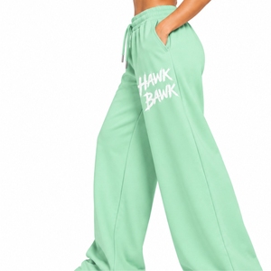 Pantalones deportivos de pierna ancha para mujer, pantalones deportivos informales de pierna ancha con cordón moderno, informales, de longitud completa, holgados, con estampado de letras - Product Image 3