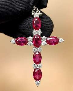 Pendentif croix en rubis, bijoux religieux élégants, pendentif en argent 925 pour hommes et femmes, pendentif charmes, pendentif foi chrétienne - Product Image 6