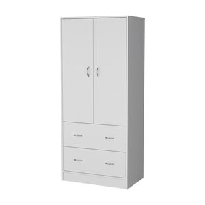 Armadio FM Furniture Wenden Bianco con 2 Cassetti, 2 Ante e Asta Appendiabiti, Offre Ampio Spazio di Archiviazione - Product Image 3