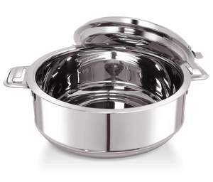 Casserole isotherme à double paroi en acier inoxydable avec couvercle et poignée pour servir des roti, des chapatis, des currys - Product Image 2