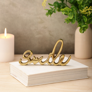 Sculpture de texte en aluminium doré de qualité supérieure, calligraphie moderne en métal, ornement décoratif de table pour salon - Product Image 4