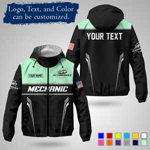 Veste de travail unisexe personnalisée à manches longues coupe-vent imperméable séchage rapide respirante 180g polyester grandes tailles toutes saisons garage - Product Image 2