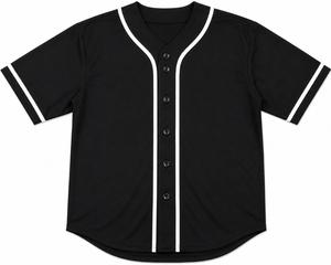 Maillot de baseball unisexe noir et rose à blocs de couleur, manches courtes, anti-humidité, vêtement de sport pour adulte, design boutonné sur le devant - Product Image 2