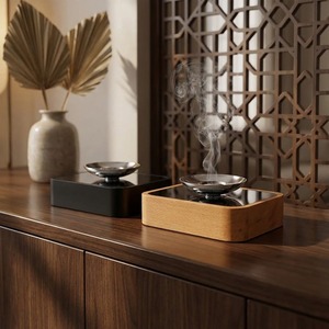 Quemador de Bakhoor Cuadrado Moderno de Madera, Mabkhara de Metal de Lujo para Carbón, Porta Incienso Árabe Minimalista para Decoración del Hogar y Regalos - Product Image 4