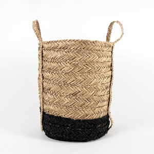 ตะกร้าปาล์มทำด้วยมือถังเก็บหญ้าทะเลแบบยั่งยืนภาชนะฟางสำหรับใช้ในบ้าน - Product Image 6