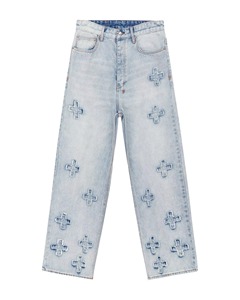 Top Trendiness <b>Men's</b> Lightweight Casual Pants Embroidery Design High Fashion Baggy <b>Jeans</b> Woolen Fabric Acid Wash <b>Drawstring</b> - Product Image 5
