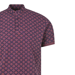 Chemise à manches courtes pour homme, couleur bordeaux, col boutonné uni, décontractée, respirante, 100% coton - Product Image 3