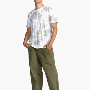 Camiseta de Manga Corta para Hombre, Cuello Redondo, Tie-Dye, Corte Regular, Informal, de Punto, de Algodón, Estampada, Blanca y Verde - Product Image 6