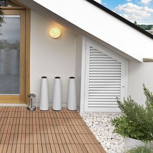 "11PCS Teak Wood Plastic Composite Grooved Patio Deck Tiles 12"x12" <b>Engineered</b> Wood <b>Flooring</b> DIY Model" - Product Image 4