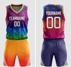 Ensembles de maillots et shorts de basketball vintage personnalisés pour hommes, grandes tailles, en maille respirante à séchage rapide, vente en gros, maillots de basketball vierges - Product Image 3