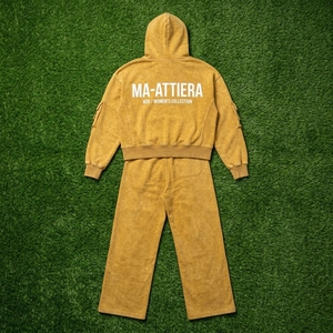 Conjunto de chándal informal de dos piezas para mujer: sudadera con capucha amarilla lavada con bolsillos cargo y pantalones de chándal de pierna ancha - Product Image 6