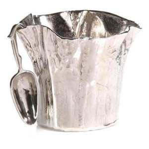 Seau à glace en aluminium de forme antique, finition argentée, pour champagne, avec pelle, pour fêtes et décoration, à prix réduit - Product Image 1
