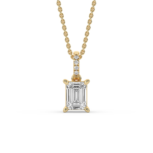 Luxeshine Women's 1.5Ct Lab Grown <b>Emerald</b> Diamond <b>Pendant</b> VS1 IGI Certified Brilliant 925 Sterling Silver Yellow Rose Engagement - Product Image 3