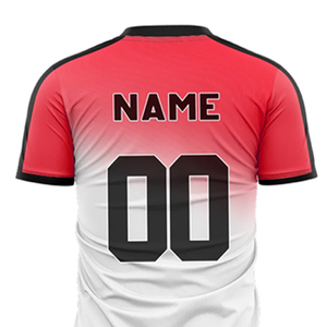 Men's Red <b>White</b> Soccer Jersey Set Crew Neck Short Sleeve Moisture Wicking Polyester Gradient Print All Seasons - Product Image 3