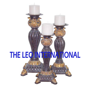 Wooden Antique Design <b>Candle</b> Holder <b>Set</b> of 3 Brown Color Decoration Best Quality Standard <b>Candle</b> Holder Home Supplies - Product Image 2