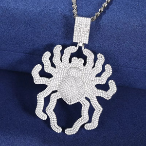 Colgante de Araña Tarántula con Incrustaciones de Diamantes Moissanite VVS, Chapado en Oro Blanco sobre Plata de Ley 925, Estilo Hip Hop para Raperos - Product Image 4