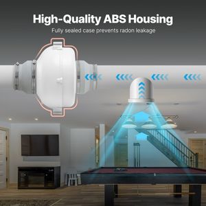 Sistema di Ventilazione Silenzioso per Mitigazione del Radon da 4 e 4,5 Pollici, Ventole Radiali da 380 CFM con 2 Accoppiatori, Kit Ventilatore Elettrico Impermeabile per Radon - Product Image 6