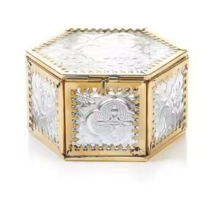 Vintage Inspired Metal & Glass Jewelry <b>Box</b> Classic <b>Trinket</b> Organizer for Rings Earrings Necklace Bracelet Home Display - Product Image 1