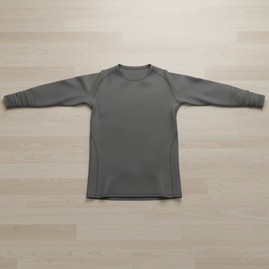Haut de sport pour homme à manches longues, gris, à séchage rapide, en spandex et polyester, sans coutures, ajustement parfait, vêtements de sport pour adultes - Product Image 5
