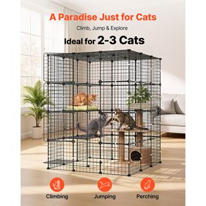 Transportín para mascotas - Jaula para gatos de 4 niveles, corralito de 40.98"x40.98"x55", recinto interior DIY, jaula de alambre metálico desmontable con 4 puertas - Product Image 2
