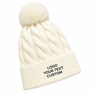 Sparkwell Industry Bonnet tricoté unisexe à rayures noires et jaunes avec pompon, casquette d'hiver décontractée pour adulte 56-58CM - Product Image 1