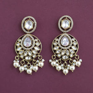 Fashion Chandelier wholesale Jhumki with Gold plated 8936 Orange - Product Image 3