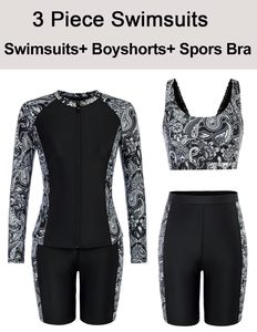 3 Piece Wholesale Custom Design Printed <b>Rashguard</b> <b>Women</b> Long Sleeve UV Swimming Rash Guard Cloth - Product Image 5