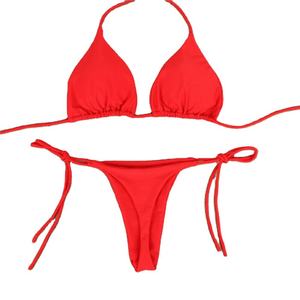 Conjunto de bikini tanga para mujer con lazo lateral, traje de baño de dos piezas con tirantes ajustables, ropa de baño de verano - Product Image 2